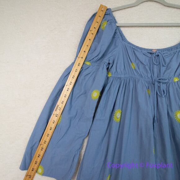 New! Free People Emory Embroidered Sun Midi‎ Dress blue, size S - Picture 12 of 16